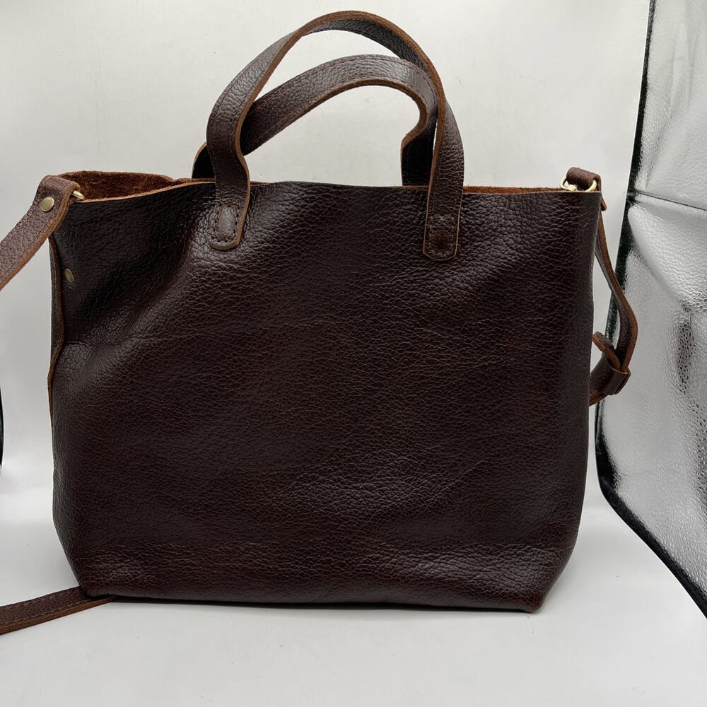 Portland Leather Goods Crossbody Medium Tote Bag Nutmeg Brown Pebble Leather - Picture 2 of 8